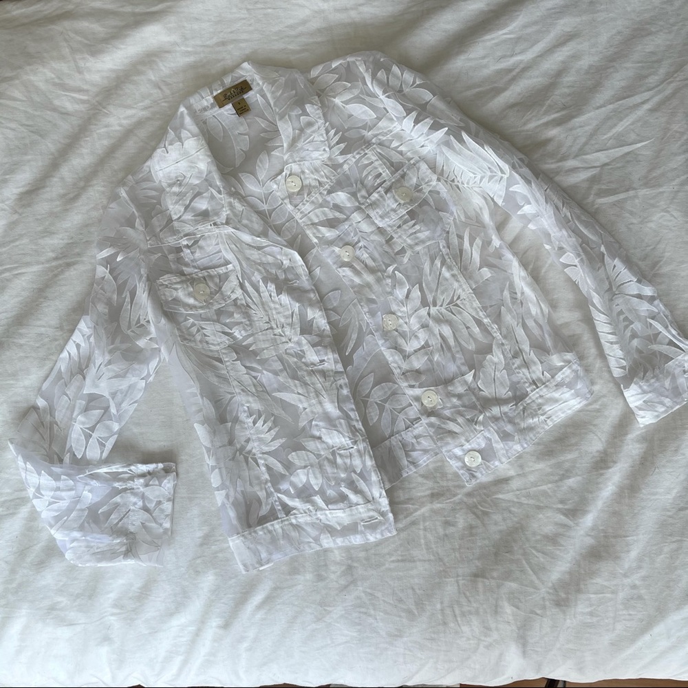 - Peck & Peck Weekend Sheer White Leave jack…